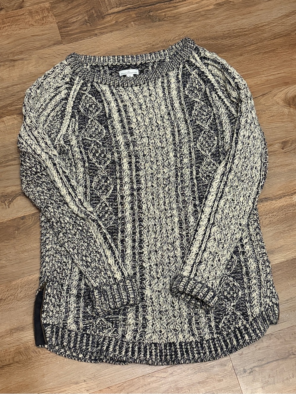 LL Bean Signature Fisherman’s Sweater - Black & Cream